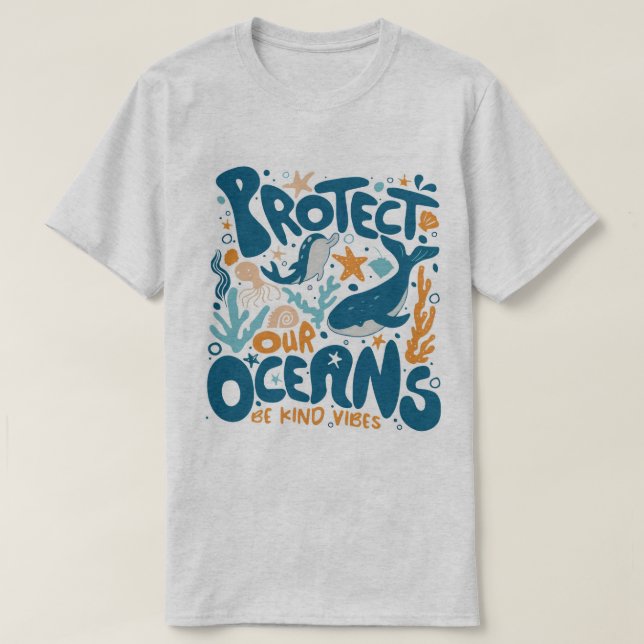 T-shirt “Protect Our Oceans” Eco-Friendly Tee (Design devant)