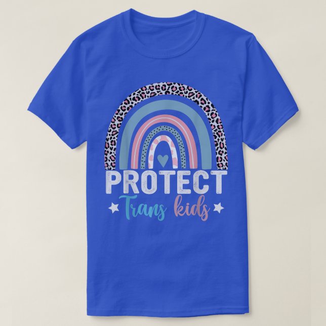 T-shirt Protect Trans Kids Leopard Rainbow  Transgender Fl (Design devant)