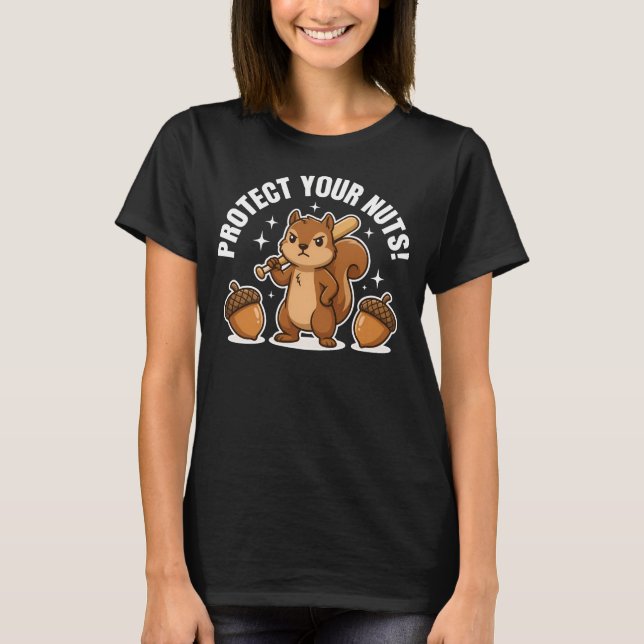 T-shirt Protect Your Nuts Funny  Squirrel (Devant)