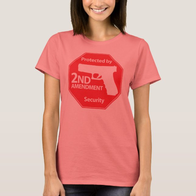 T-shirt Protégé par le 2ème Amendement - Rouge (Devant)