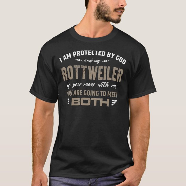 T-shirt Protégé par Rottweiler (Devant)
