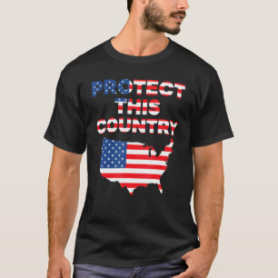 T-shirt Protéger Ce Pays Usa Carte Drapeau Américain 4ème