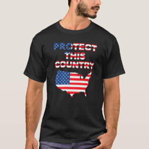 T-shirt Protéger Ce Pays Usa Carte Drapeau Américain 4ème