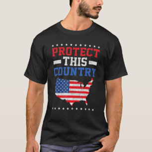T-shirt Protéger Ce Pays Usa Carte Drapeau Américain 4ème