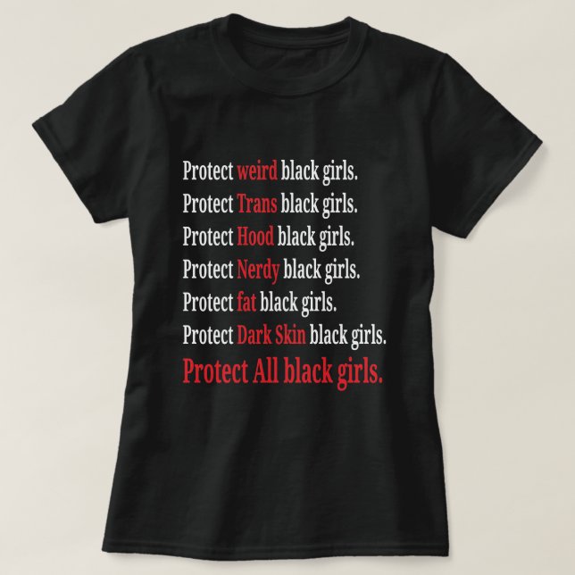 T-shirt Protéger Fille noire de peau noire trans étrange   (Design devant)