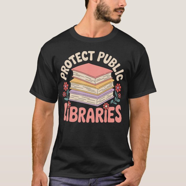 T-shirt Protéger les bibliothèques publiques (Devant)