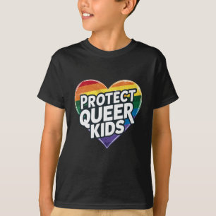 T-shirt Protéger les enfants queer Cœur arc-en-ciel Fier