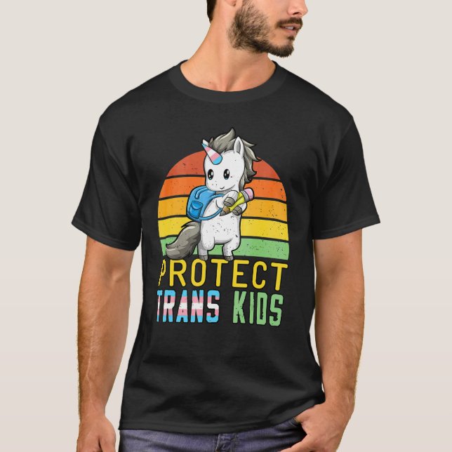 T-shirt Protéger les enfants trans Unicorn Transgenre Drap (Devant)