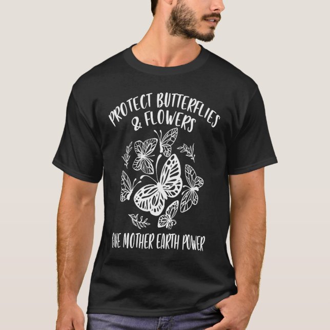 T-shirt Protéger les papillons Fleur Donner puissance à Mè (Devant)