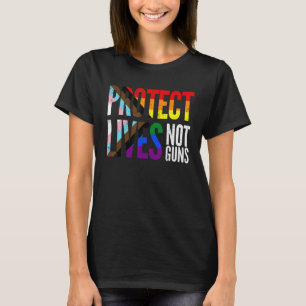 T-shirt Protéger les vies non les armes, arc-en-ciel Progr