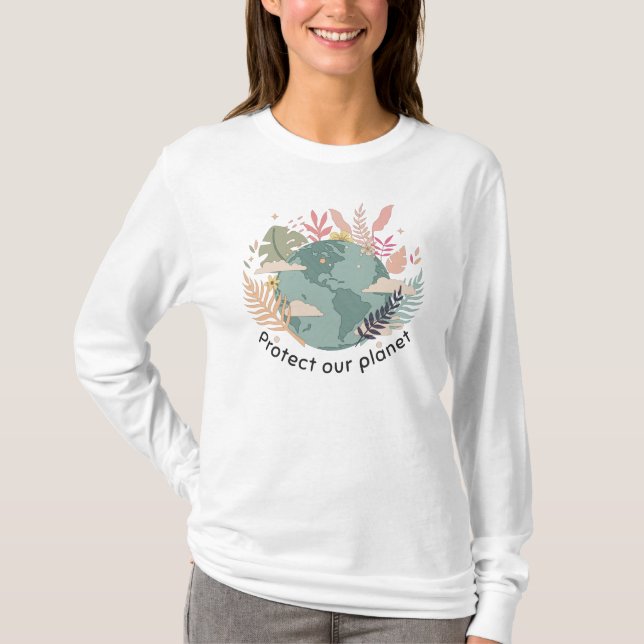 T-shirt Protéger notre planète - Jour des terres (texture  (Devant)