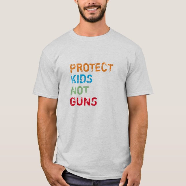 T-shirt Protégez les enfants. Pas les armes couleurs gruni (Devant)