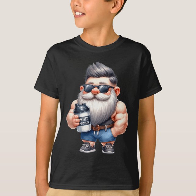 T-shirt Protéine de Whey Gnome Papa Funny Bodybuilder Grap (Devant)
