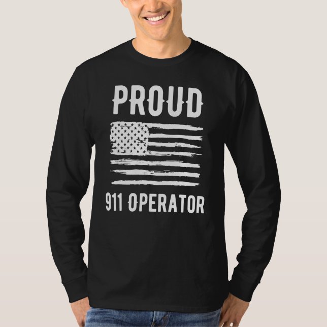T-shirt Proud 911 Operator Profession American Flag (Devant)