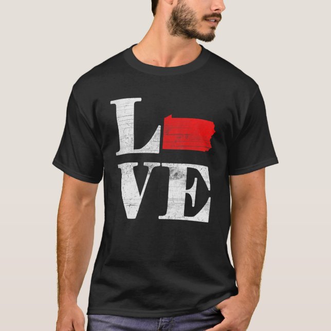 T-shirt Proud America Citizen State Flag Land Map Love Pen (Devant)
