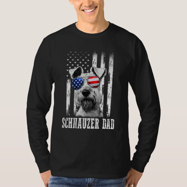 T-shirt Proud American Schnauzer Flag  Dog Dad Mom (Devant)