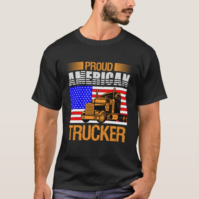 T-shirt Proud American Trucker (Devant)