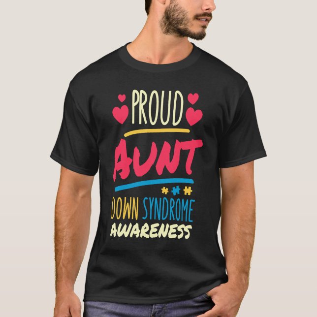 T-shirt Proud Aunt Down Syndrome Awareness T21 Down Syndro (Devant)