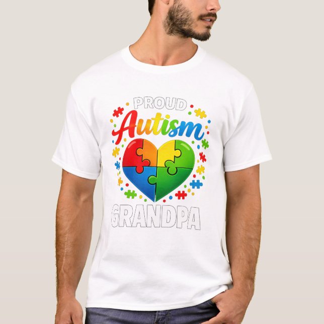 T-shirt Proud Autism Grandpa Autism Awareness Grandfather  (Devant)
