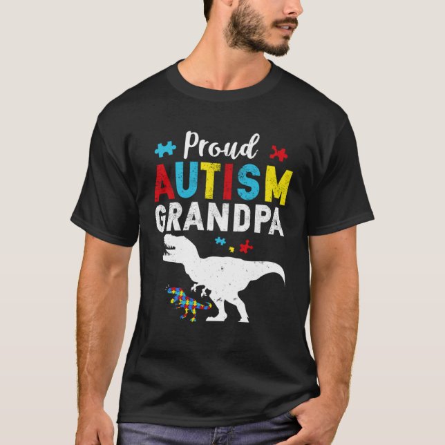 T-shirt Proud Autism Grandpa Family Matching Autism Awaren (Devant)