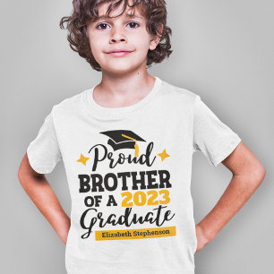 T-shirt Proud Brother 2023 diplômé en or noir nom du casqu