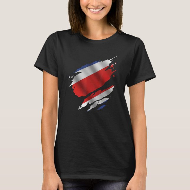 T-shirt Proud Costa Rican Root Torn Ripped Costa Rica Flag (Devant)