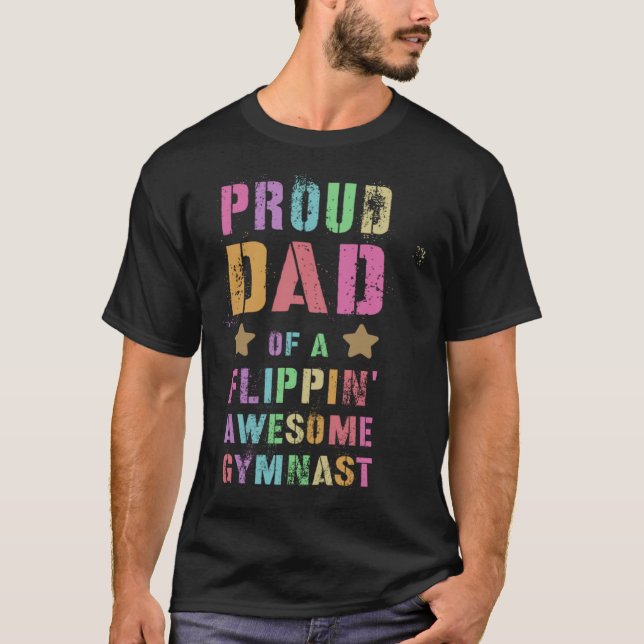T-shirt PROUD DAD OF A FLIPPIN AWESOME GYMNAST Gymnastics  (Devant)
