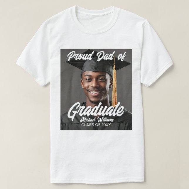 T-shirt Proud Dad of Graduate Photo Name Year Graduation (Design devant)