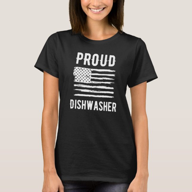 T-shirt Proud Dishwasher Profession American Flag Premium (Devant)