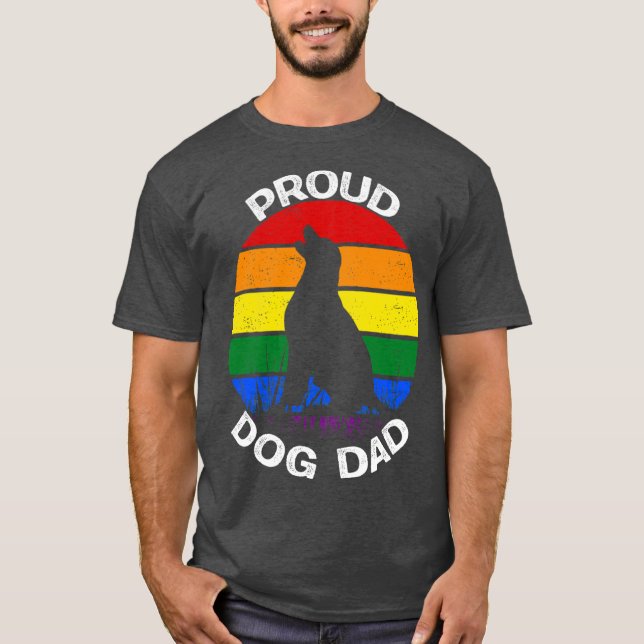 T-shirt Proud Dog Dad Pride Rainbow vintage (Devant)