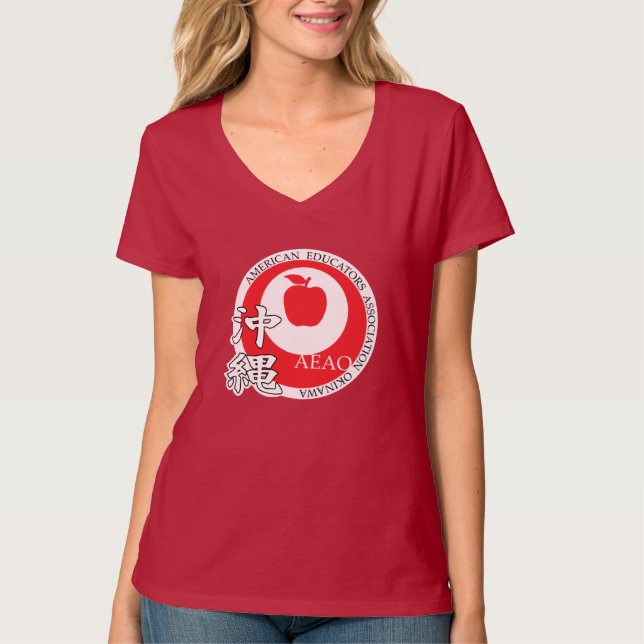 T-shirt Proud Educator v-neck (Rouge) (Devant)