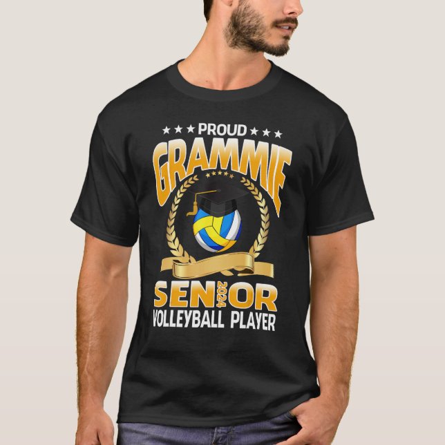 T-shirt Proud Grammie Senior 2024 Volleyball Player Gradua (Devant)