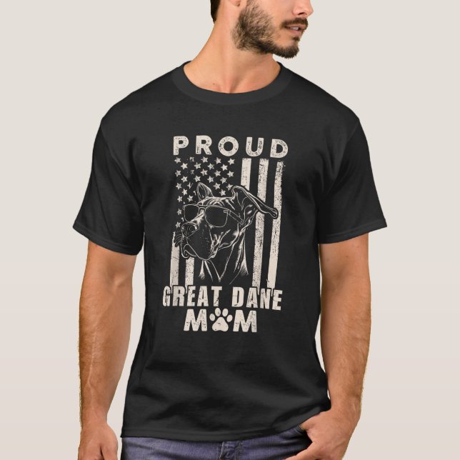 T-shirt Proud Great Dane Mom American Flag Patriotic Dog O (Devant)