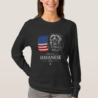 T-shirt Proud Havanese Dad American Flag Patriotic Dog