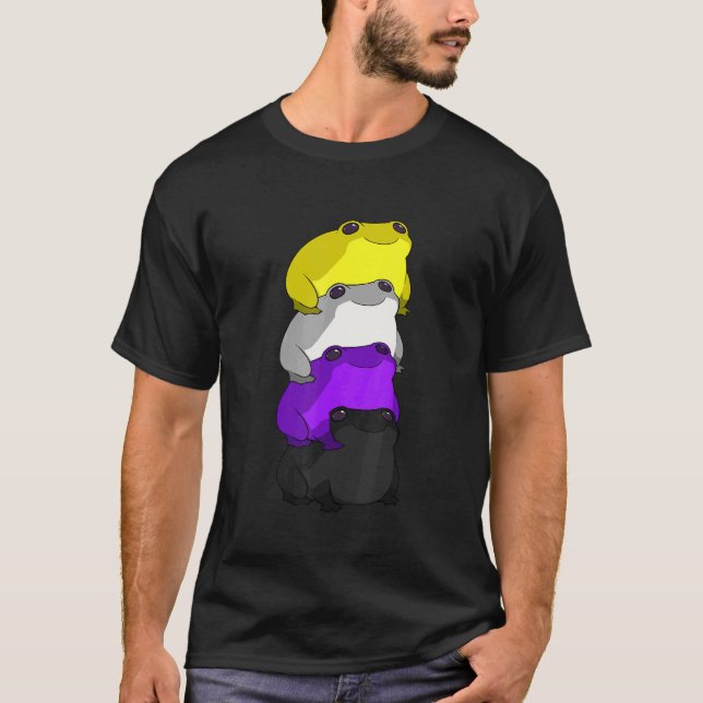 T-shirt Proud Lgbt The Nonbinary Pride Flag Frog (Devant)