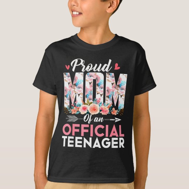 T-shirt Proud Mom Of Teenager 13th Birthday Gift Girls Tee (Devant)