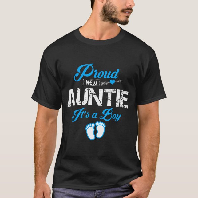 T-shirt Proud New Auntie It's A Boy Gender Reveal Funny Fa (Devant)