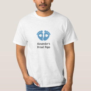 T-shirt "Proud Papa" Baby Boy Empreintes Bleues T Chemise