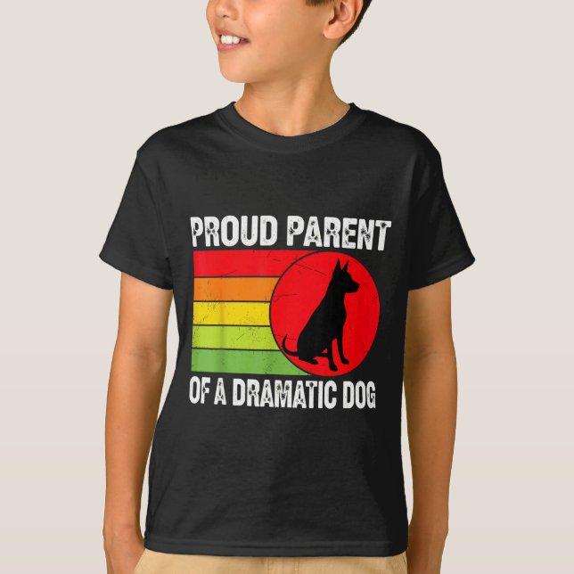 T-shirt Proud Parent Of A Dramatic Dog Silhouette Retro De (Devant)