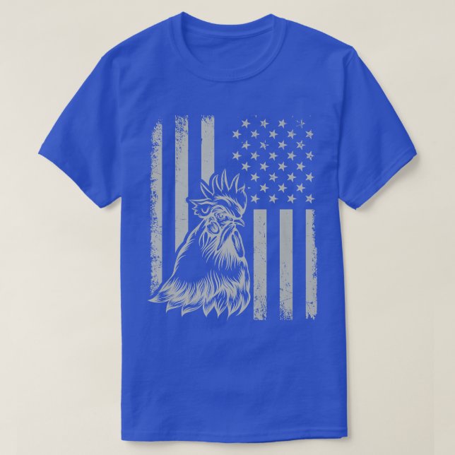 T-shirt Proud Patriotic Chicken Rooster Farmer Lover Ameri (Design devant)