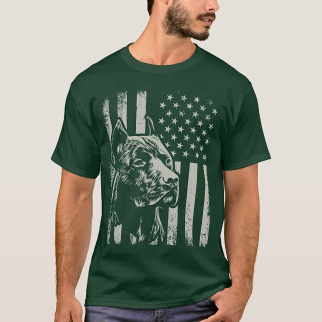 T-shirt Proud Patriotic Pit Bull Owner Lover American Flag (Devant)