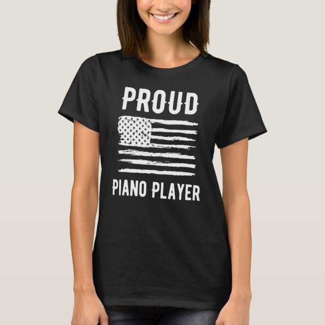 T-shirt Proud Piano Player Profession American Flag (Devant)