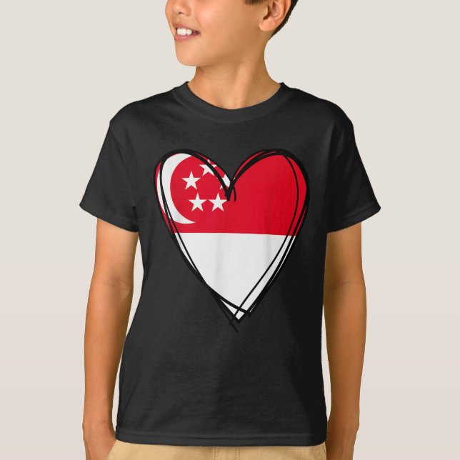 T-shirt Proud Singarean Boy Girl Aunt Dad Mom Singare Flag (Devant)