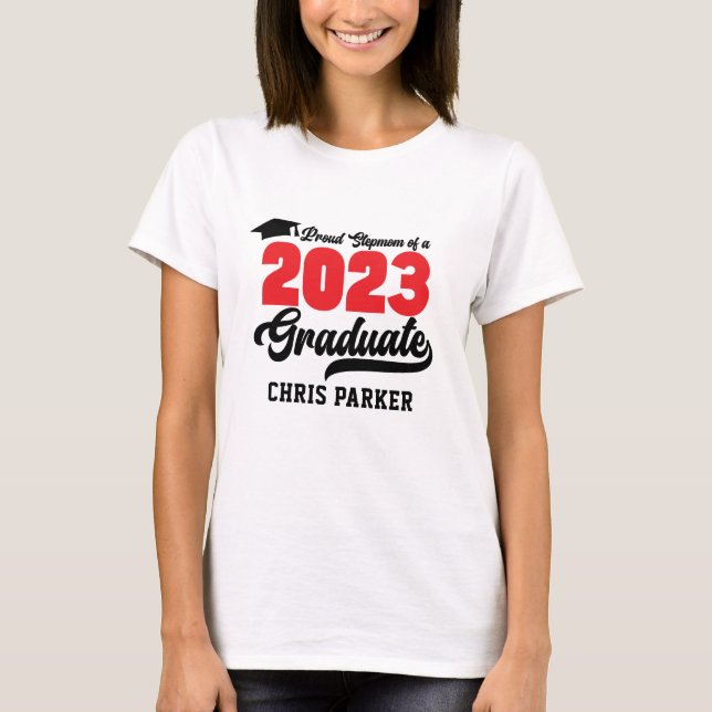 T-shirt Proud StepMom d'un script rouge 2022 (Devant)