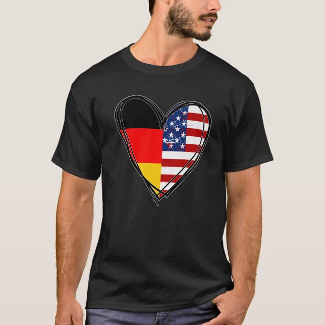T-shirt Proud to Be German American Cool Germany US Flag H (Devant)