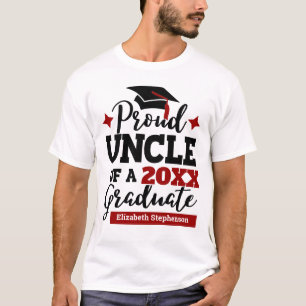T-shirt Proud Uncle 2022 diplômé noir rouge nom du casquet