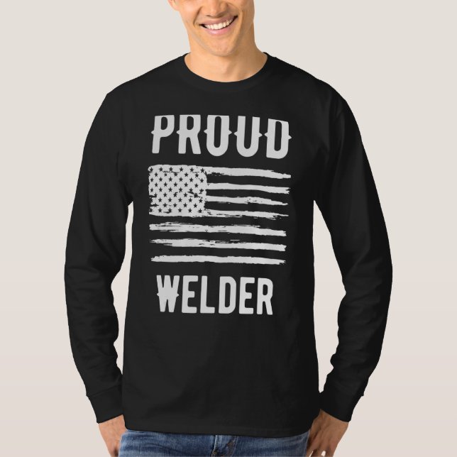 T-shirt Proud Welder Profession American Flag (Devant)