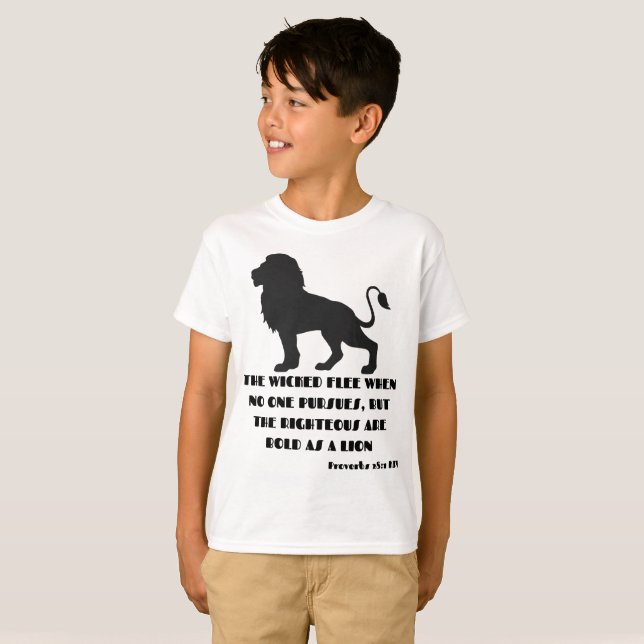 T-shirt Proverbes 28:1 Bible Verse Citation de KJV Boy's (Devant entier)
