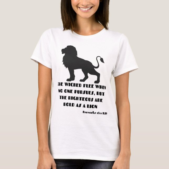 T-shirt Proverbes 28:1 Bible Verse Citation KJV Femme (Devant)