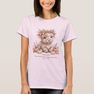 T-shirt Proverbes 3125 KJV Automne Fille Mouton Cow Boho